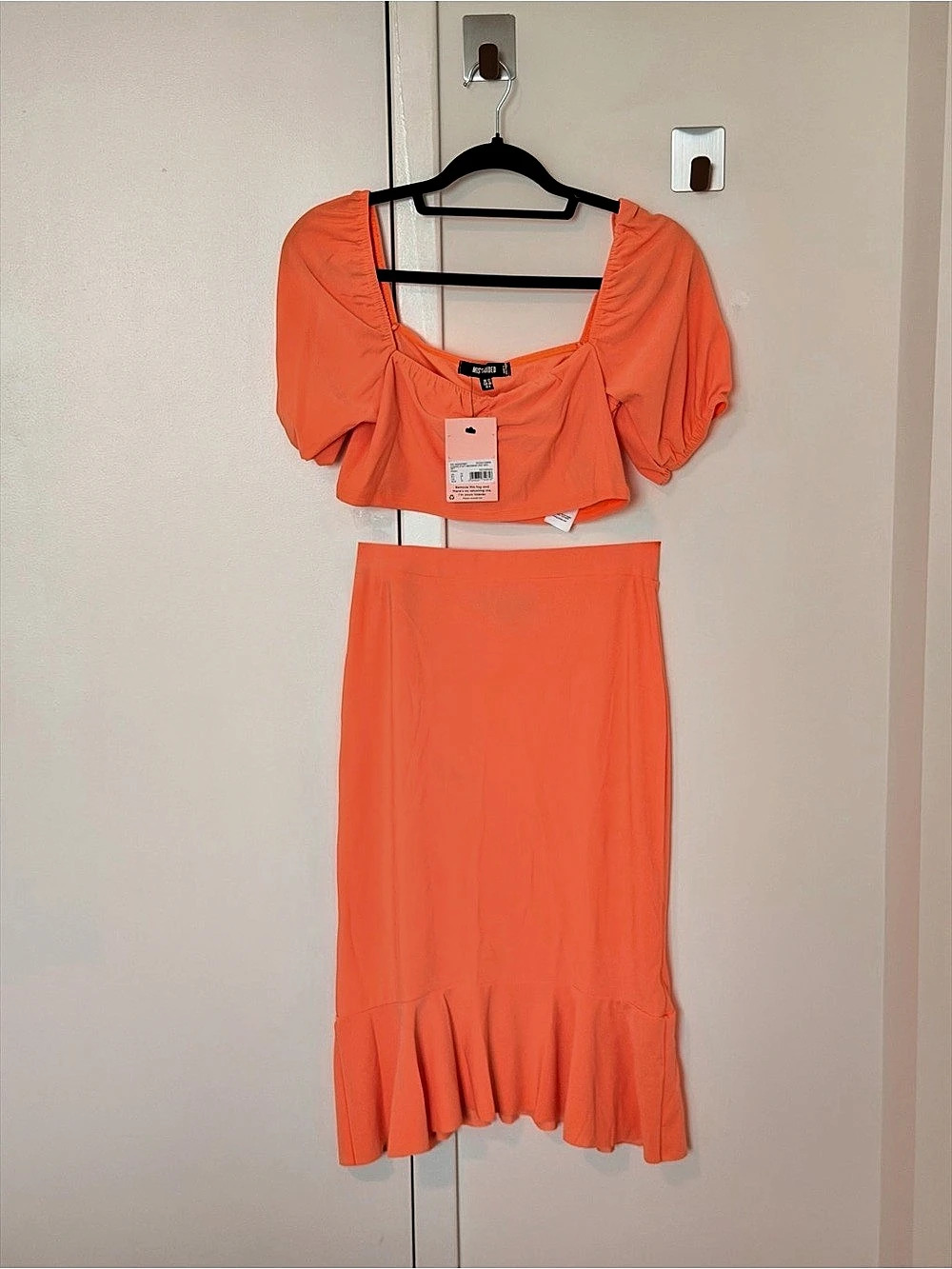 Missguided Orange Skirt Set Size NWT